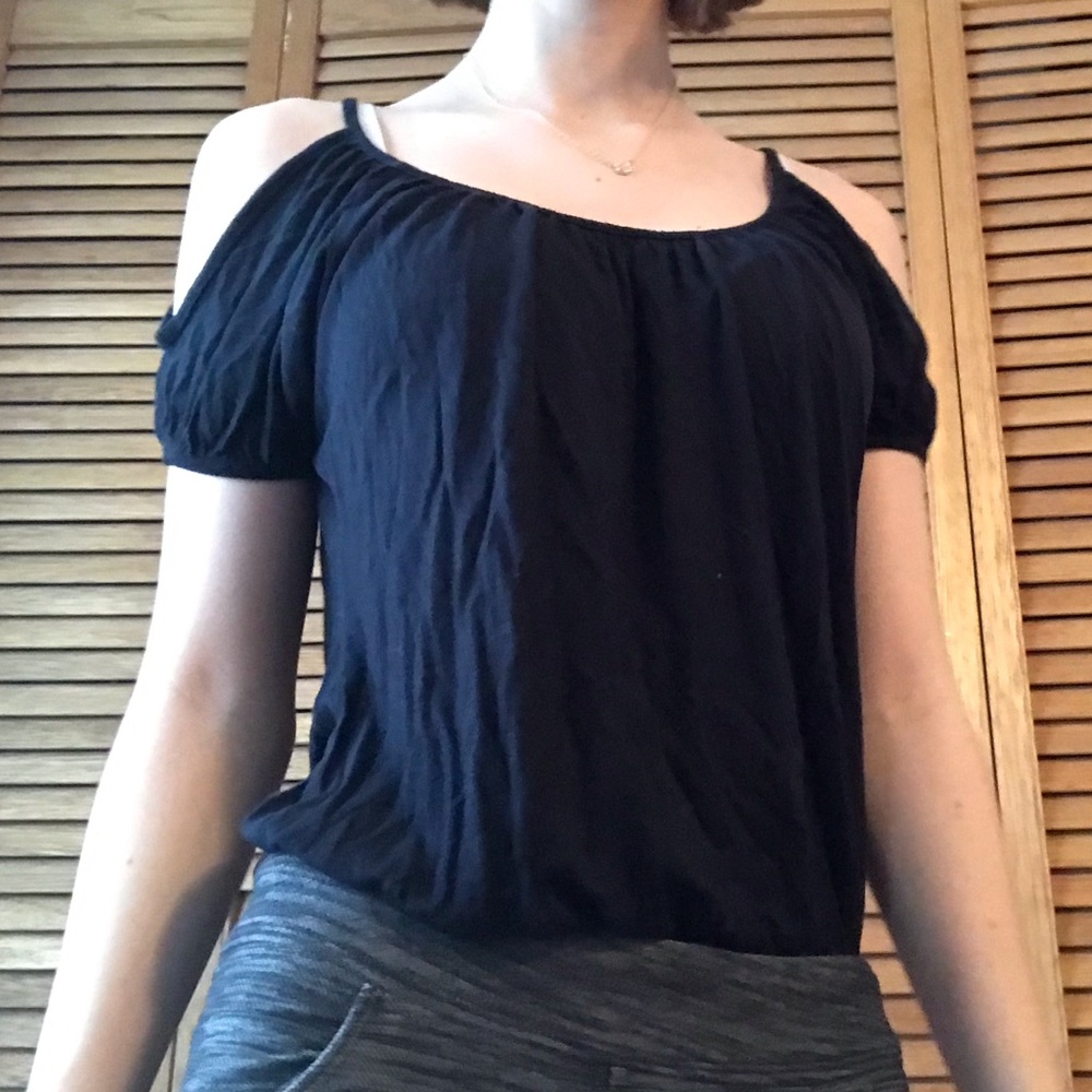 Black Shoulder cut out blouse